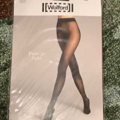 NWT WOLFORD pure 50 Tights BLACK Size MEDIUM